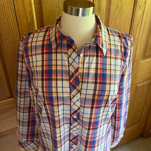 TALBOTS - Classic Cotton Shirt - Pretty Plaid -- Excellent Condition